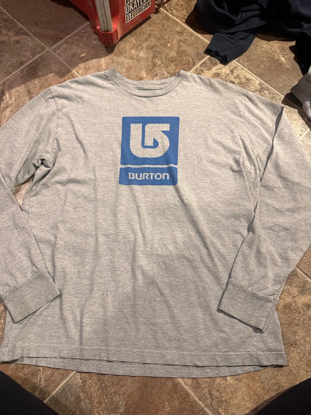 Burton Heather Gray Long Sleeve Shirt with Navy Logo